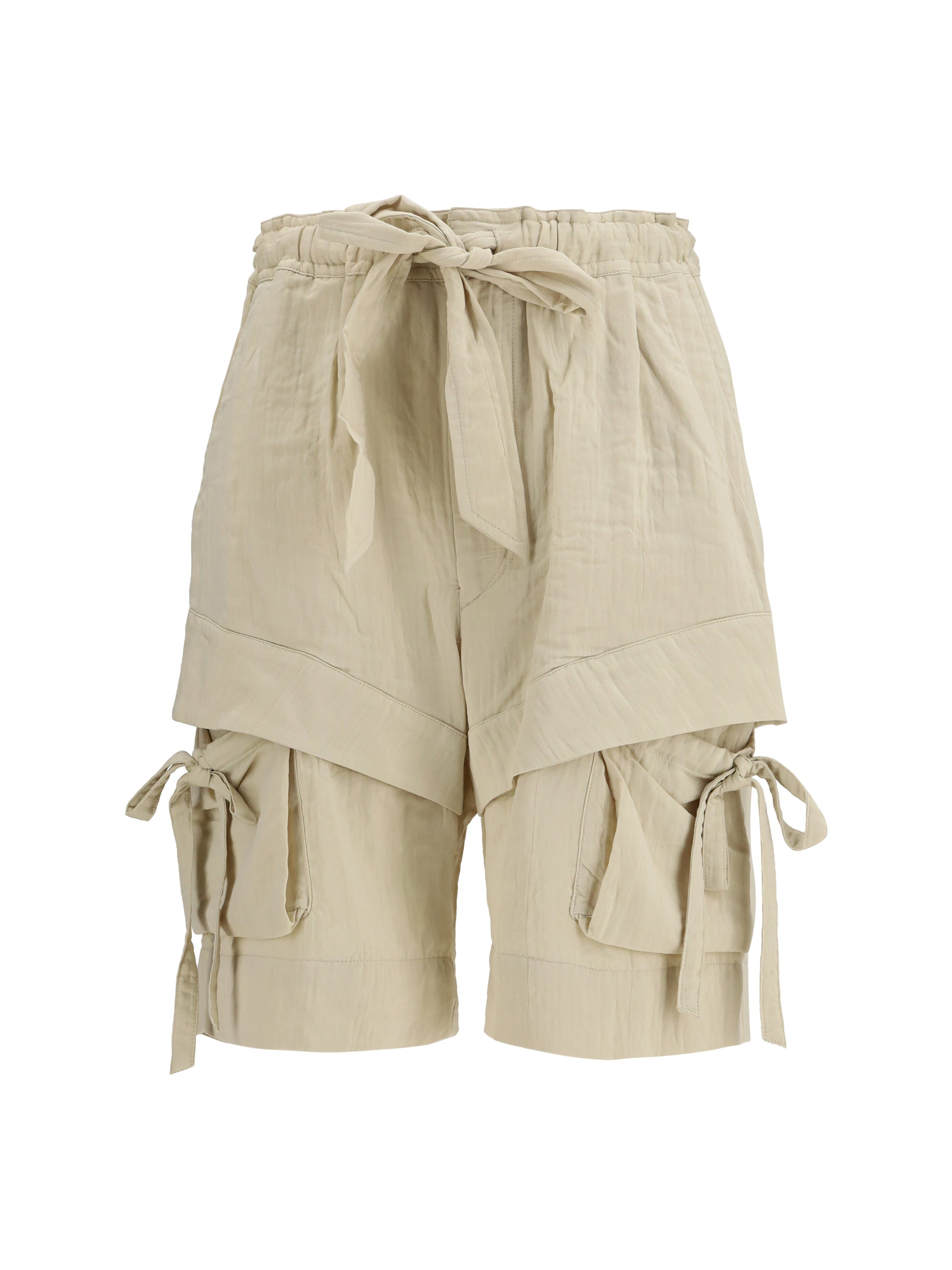 Marant Etoile Cargo-Pocket Viscose-Cotton Bermuda — Beige