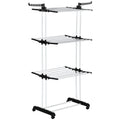 4-Tier Steel Laundry Racks for Drying Clothes with 2 Side Wings and 4 Castors, Black