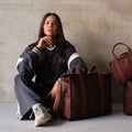 Large Structured Tote - Nylon/Leather - Chocolate