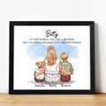 Personalizada Madre y 1-3 Niños Personaje de dibujos animados Archivo Electrónico Papel Enmarcado Pintura con Nombres Decoración del Hogar Día de la Madre Cumpleaños Regalo para Mamá