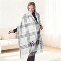 Personalizada Multicolor Plaid Suave Bufanda de Flecos con Nombre Cumpleaños Aniversario Navidad Regalo para Esposa Mamá Mujer