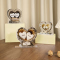 Personalizado Primer Beso Madera Textura Corazón Patrón Acrílico Ornamento con Nombre y Fecha Escritorio Decoración Aniversario Cumpleaños Regalo para Parejas