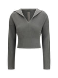 Rick Owens Virgin Wool V-Neck Sweater — Gray