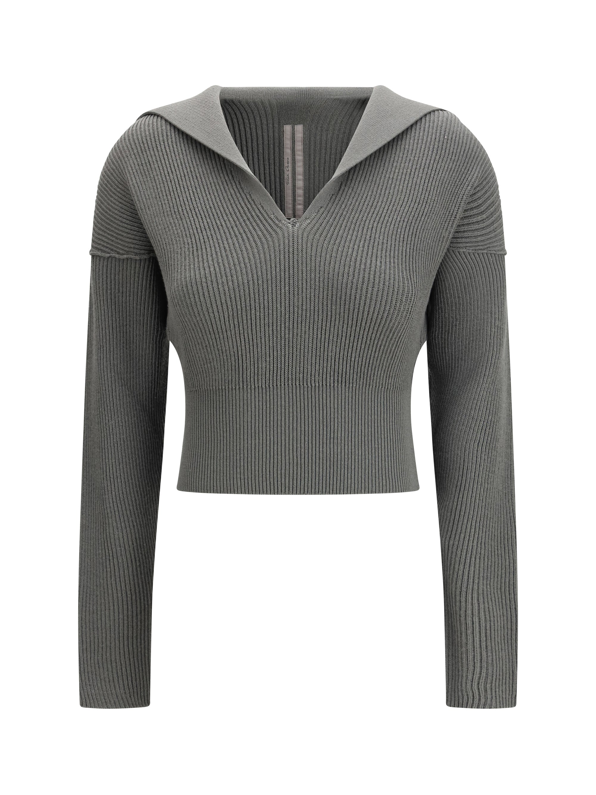 Rick Owens Virgin Wool V-Neck Sweater — Gray