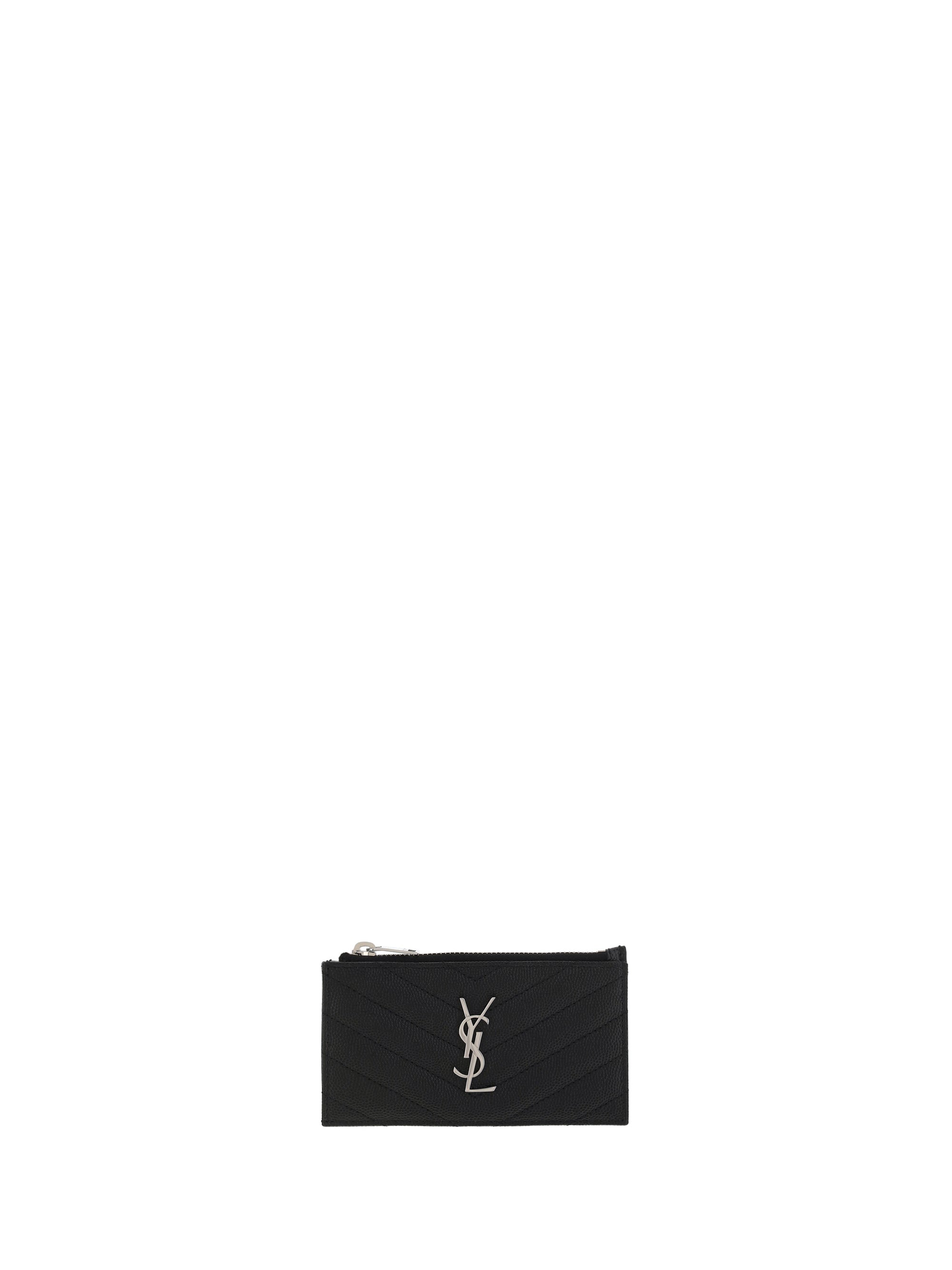 Saint Laurent Quilted Leather Cardholder Wallet — Black