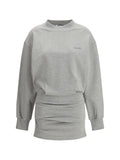 The Attico Pleated Cotton-Elastane Mini Dress — Gray