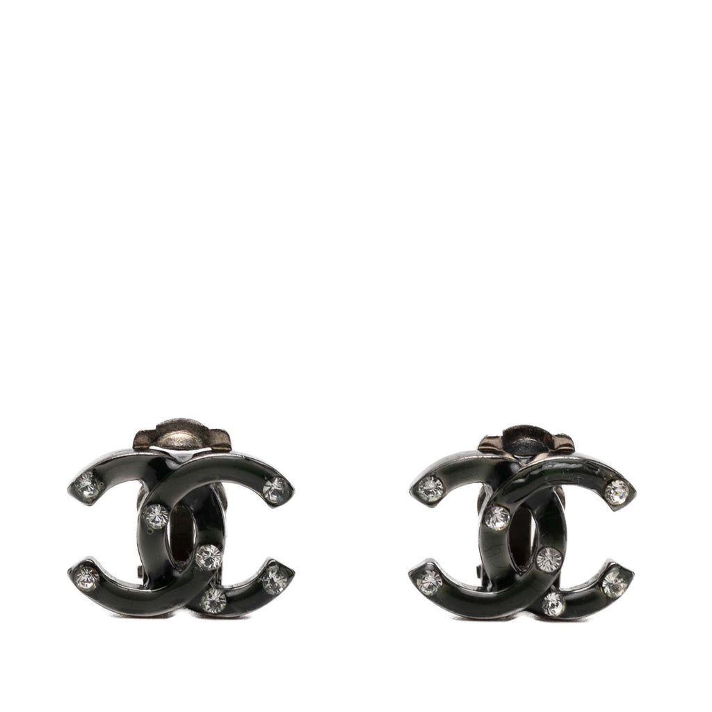 CC Brass Strass Lacquered Clip On Earrings