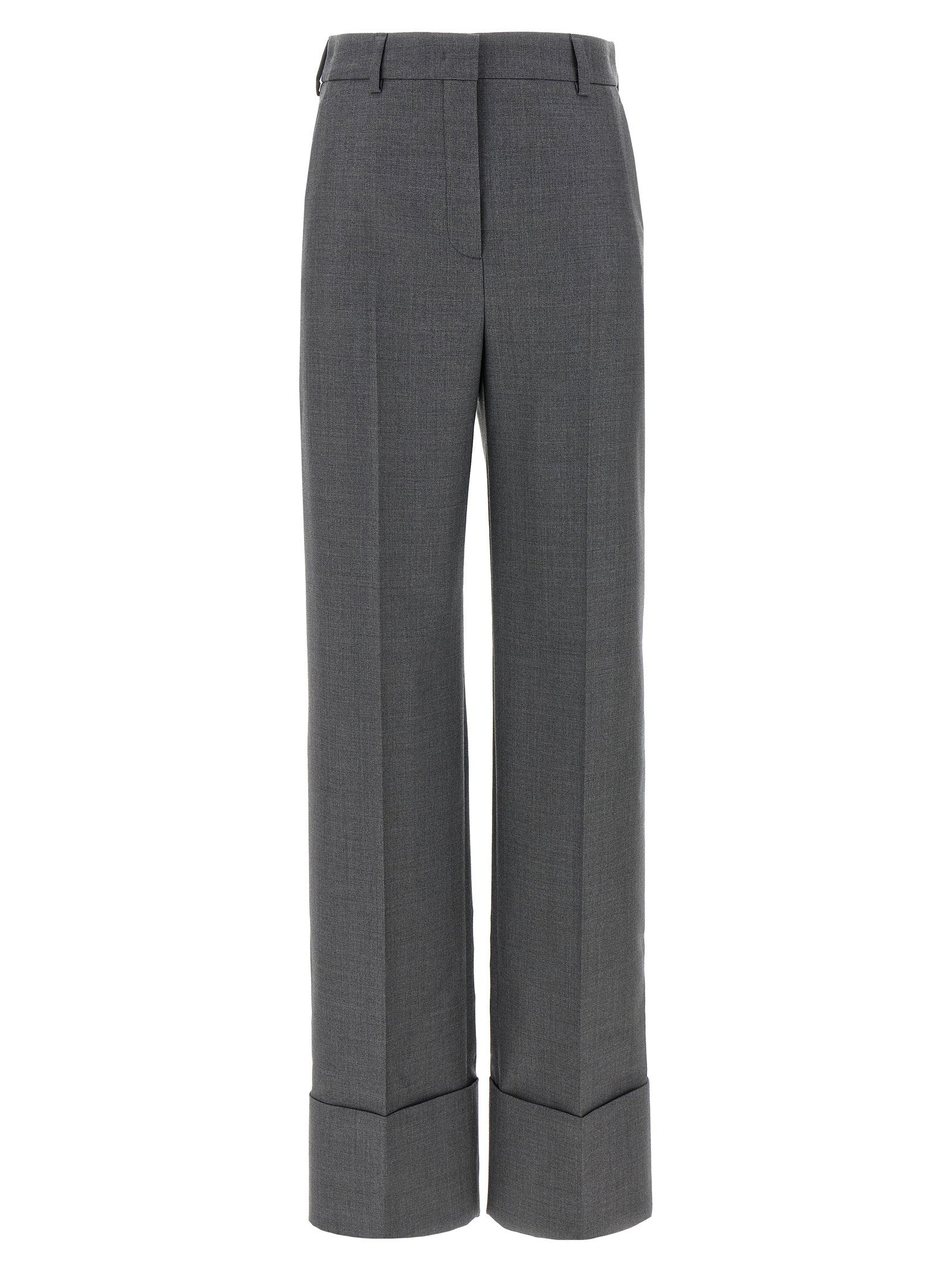 Valentino Garavani Virgin Wool Wide-Leg Trousers — Grey