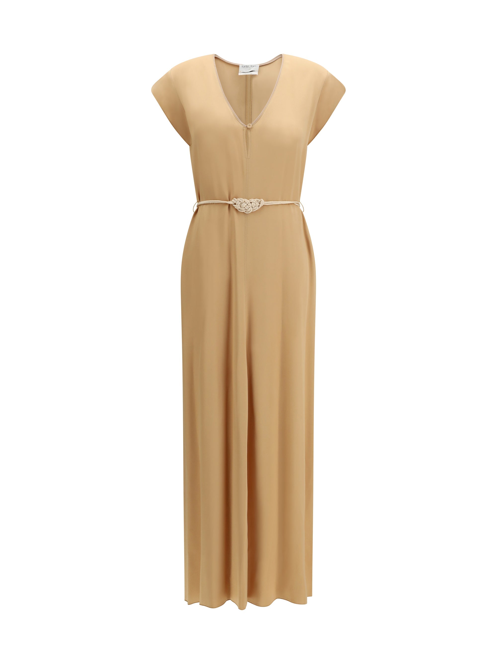 Forte_forte Long Kaftan Viscose Dress — Beige