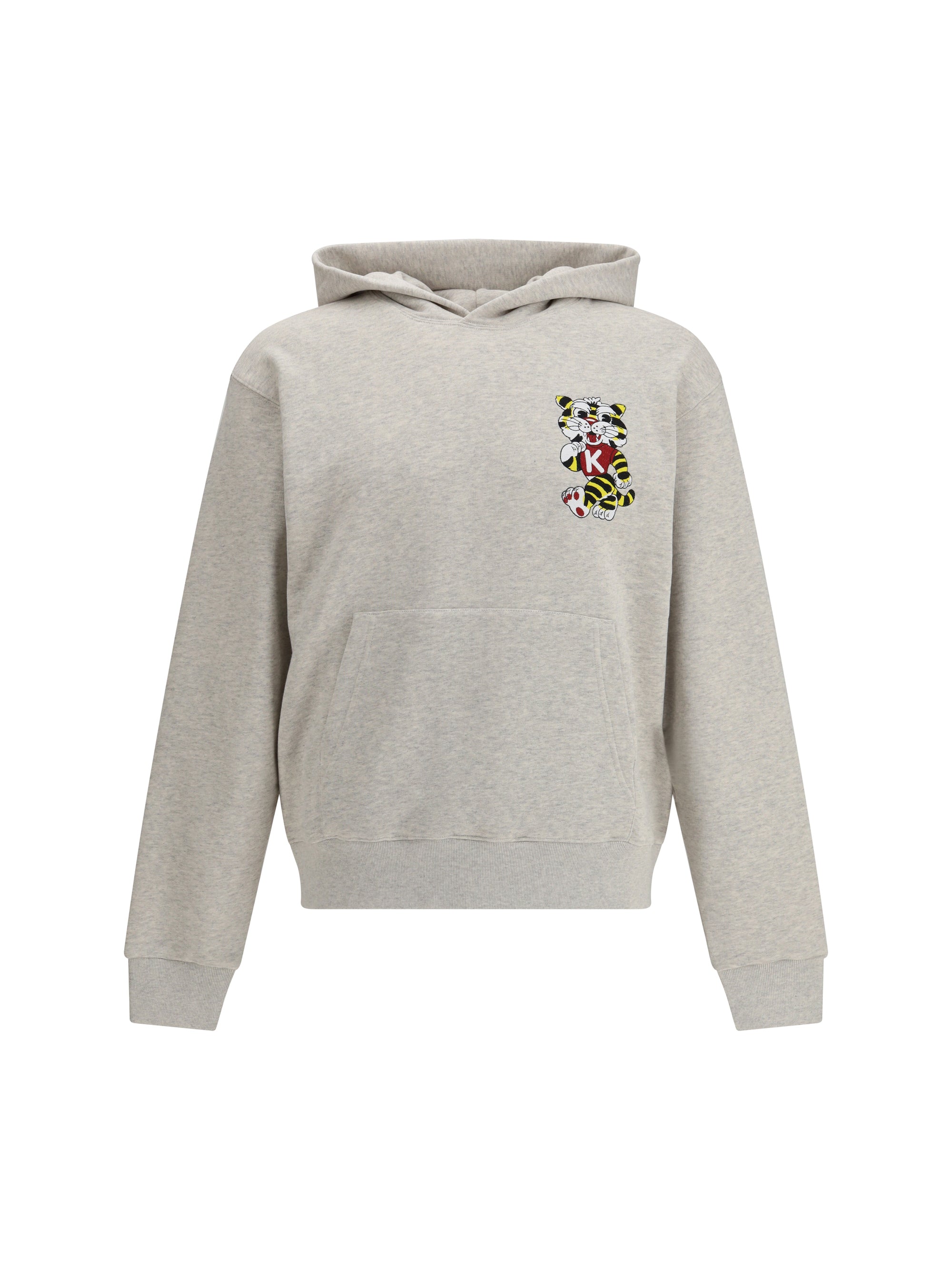 Kenzo Wild Tiger Embroidered Cotton Hoodie — Gray