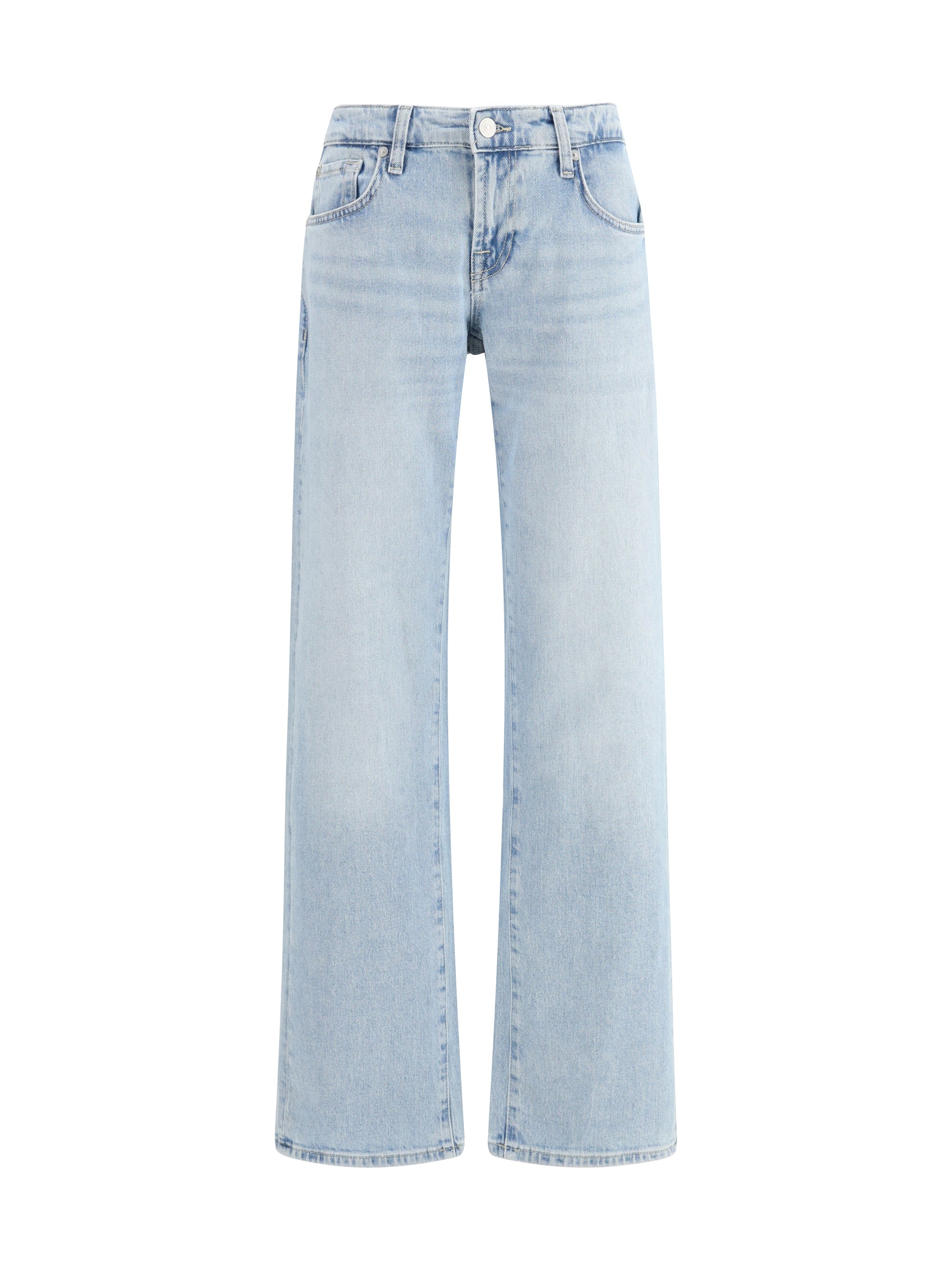 7for Low-Rise Straight Jeans — Blue