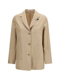 Lardini Single-Breasted Wool-Cotton Blazer — Beige