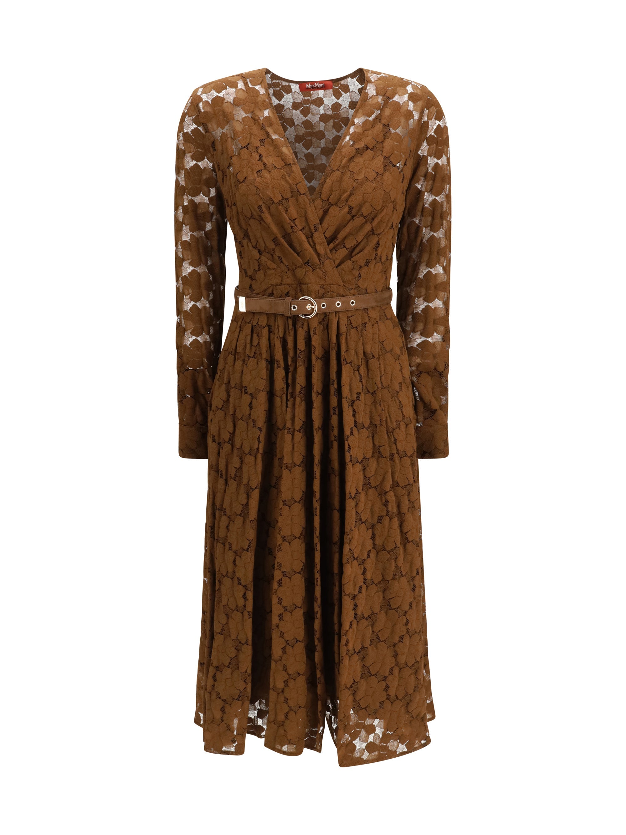 Max Mara Studio Agrume Midi Dress — Brown