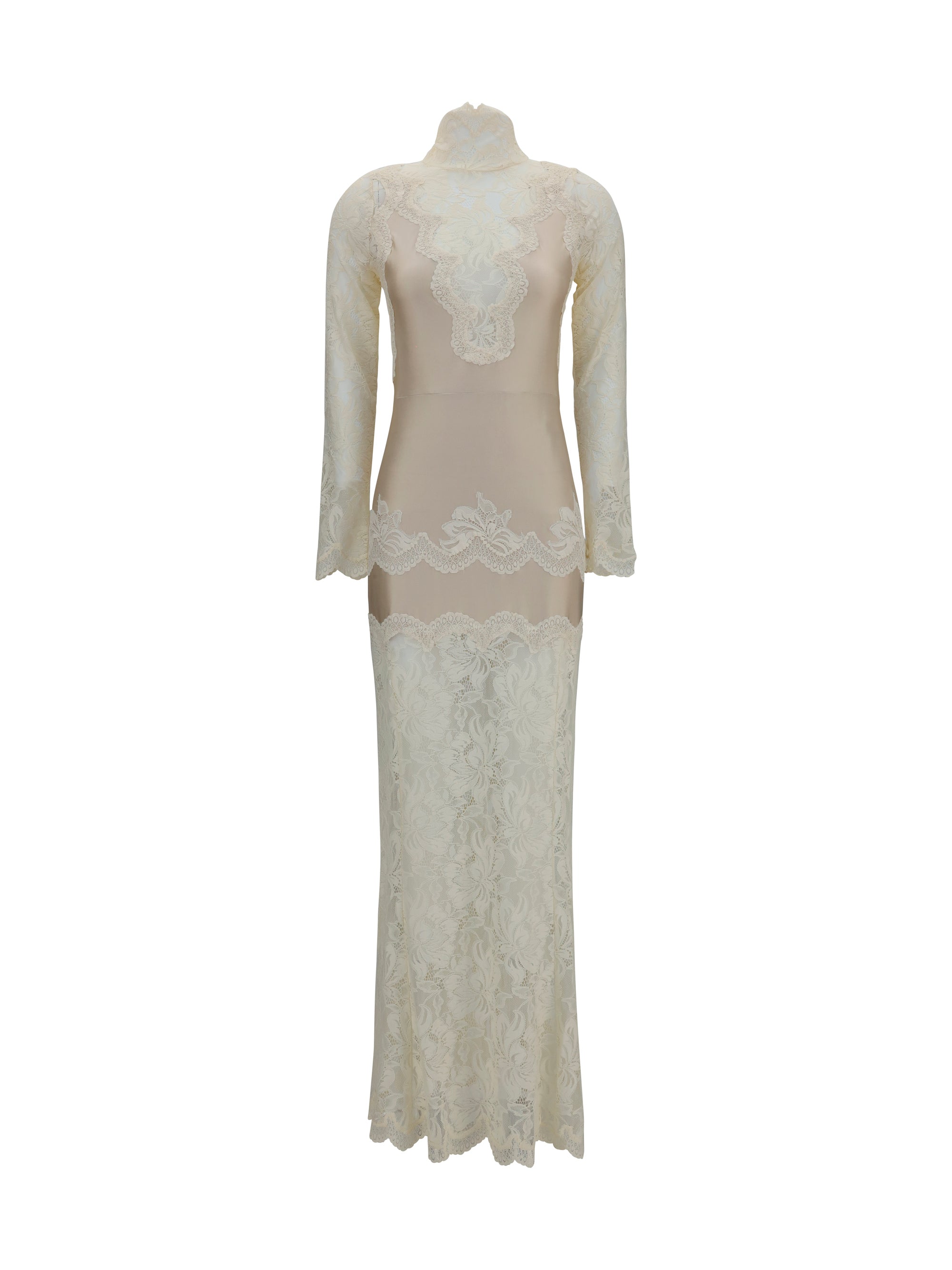Rabanne Lace and Jersey Dress — Ivory