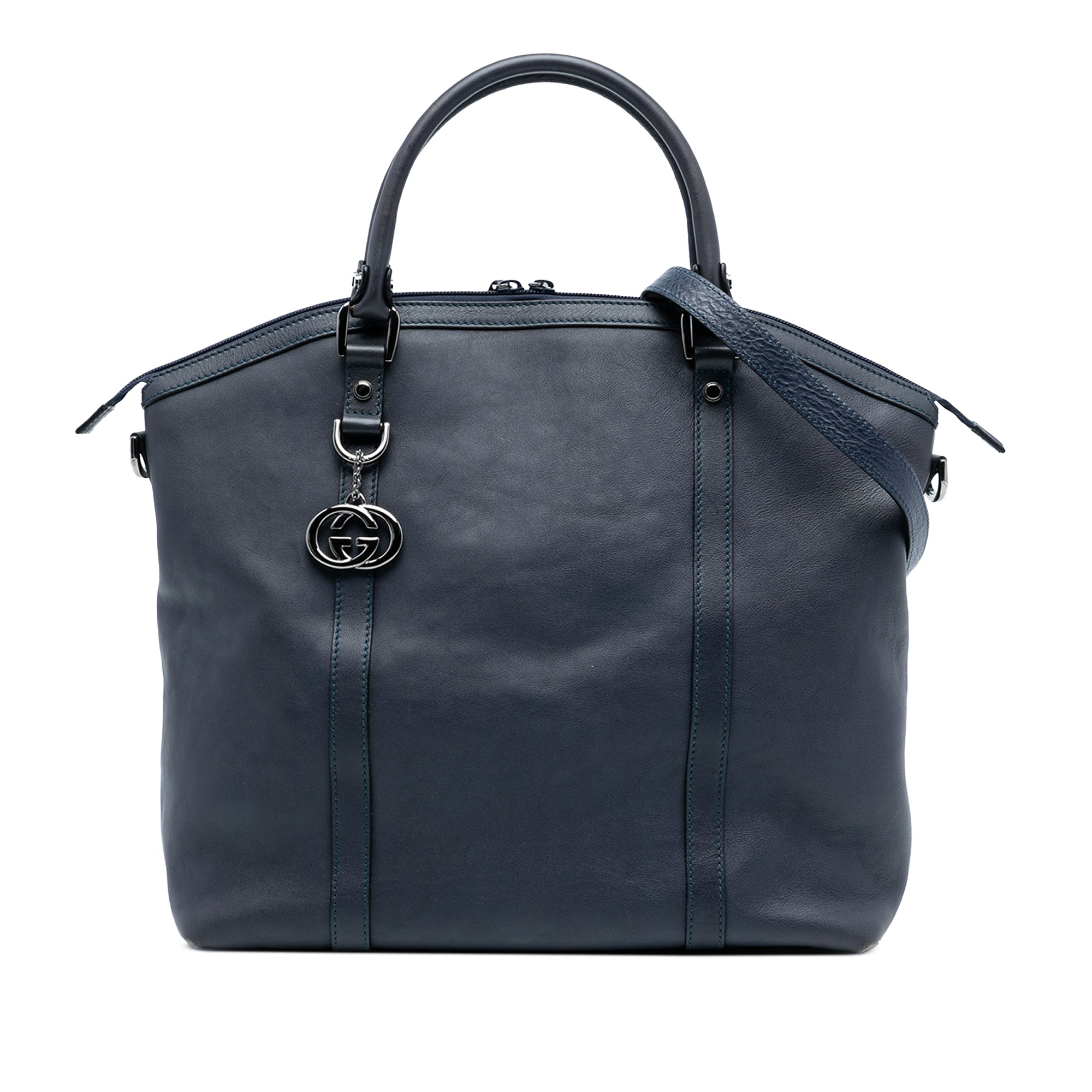 Large Leather Charm Dome Satchel