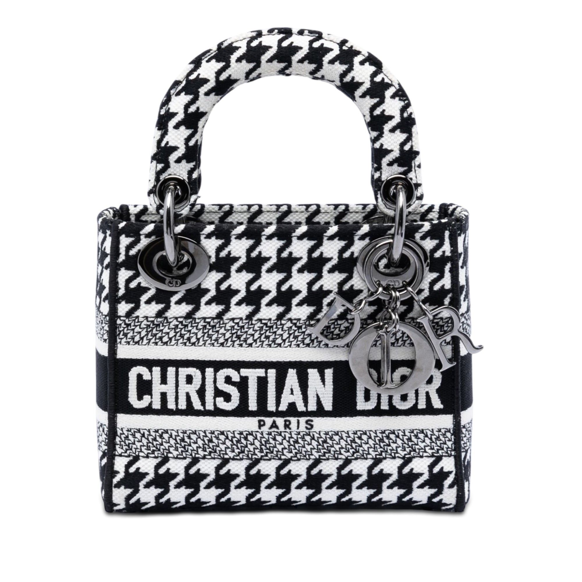 Mini Embroidered Canvas Houndstooth Lady D Lite