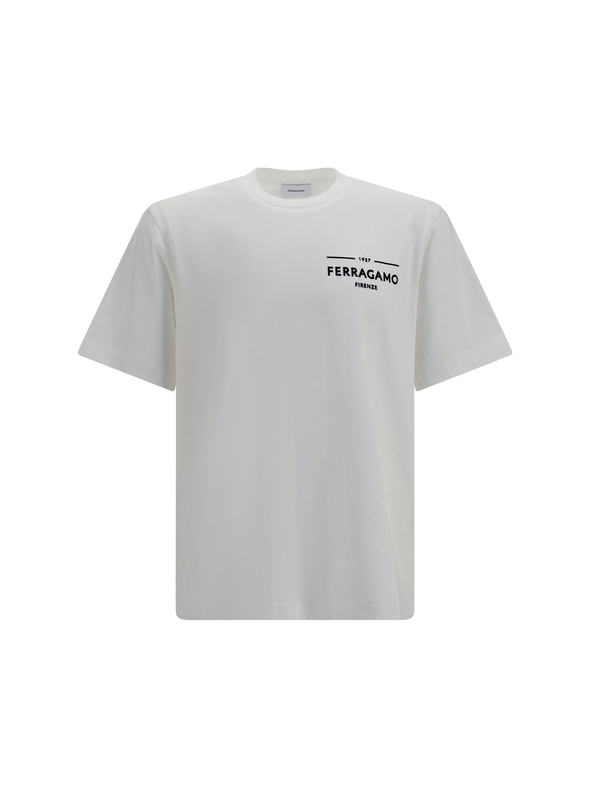 Ferragamo Logo-Embroidered Cotton T-Shirt — White