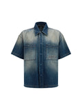 Amiri Embroidered Logo Denim Shirt — Blue