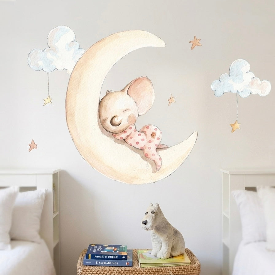 Vinilo Decorativo Infantil SUEÑOS EN LA LUNA - SUEÑOS DE CIGUEÑA