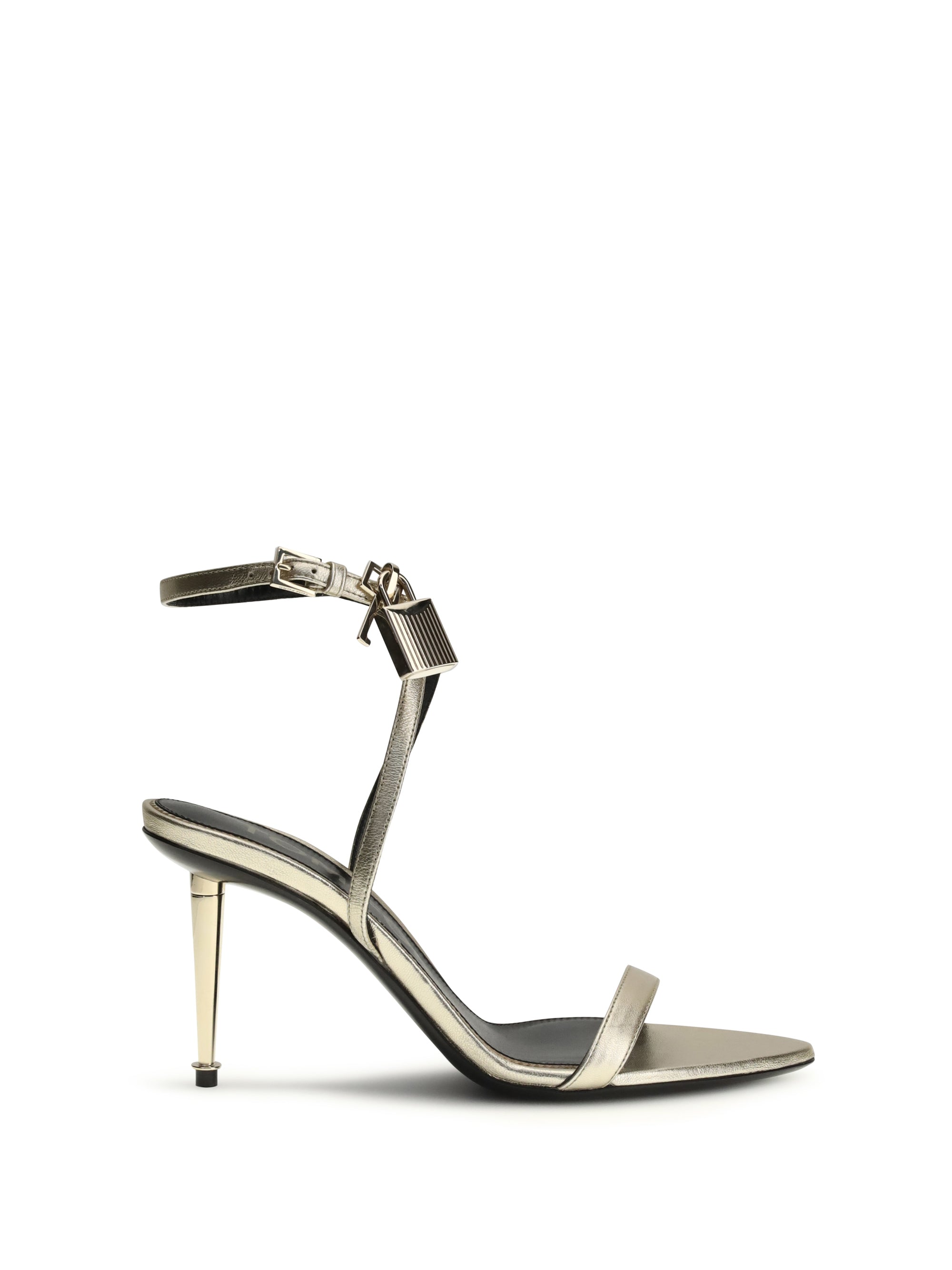 Tom Ford Padlock Heel Sandal — Gold