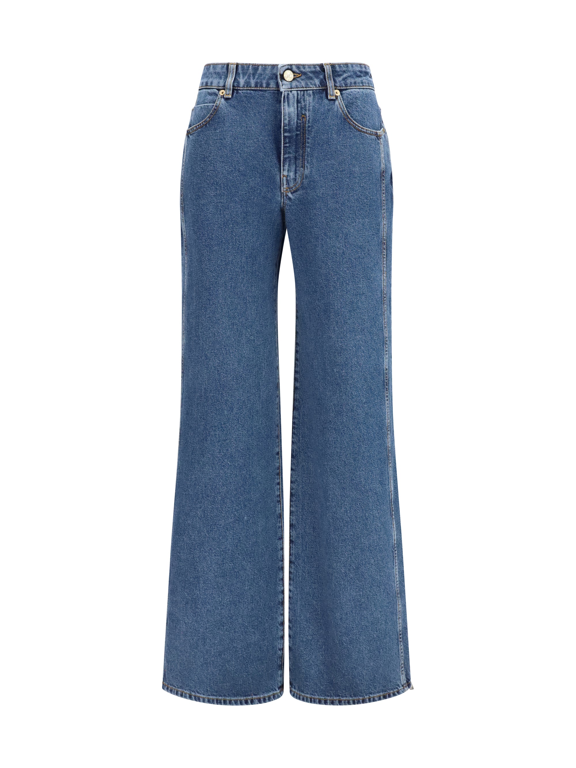 Balmain Straight Wide-Leg Jeans — Blue
