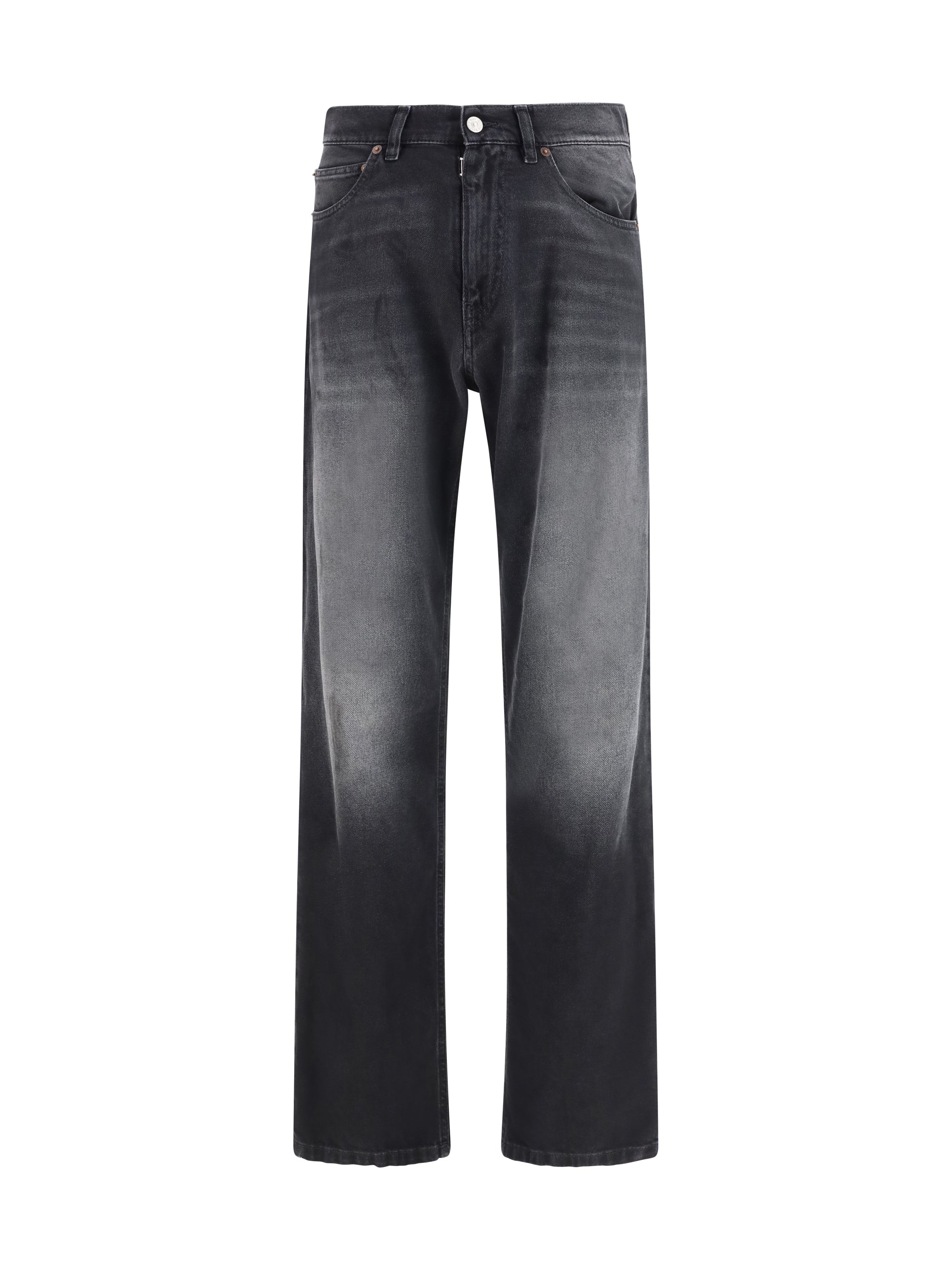 MM6 Maison Margiela Faded Straight-Leg Cotton Jeans — Black