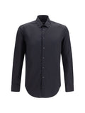 Giorgio Armani Stretch Cotton Poplin Shirt — Black