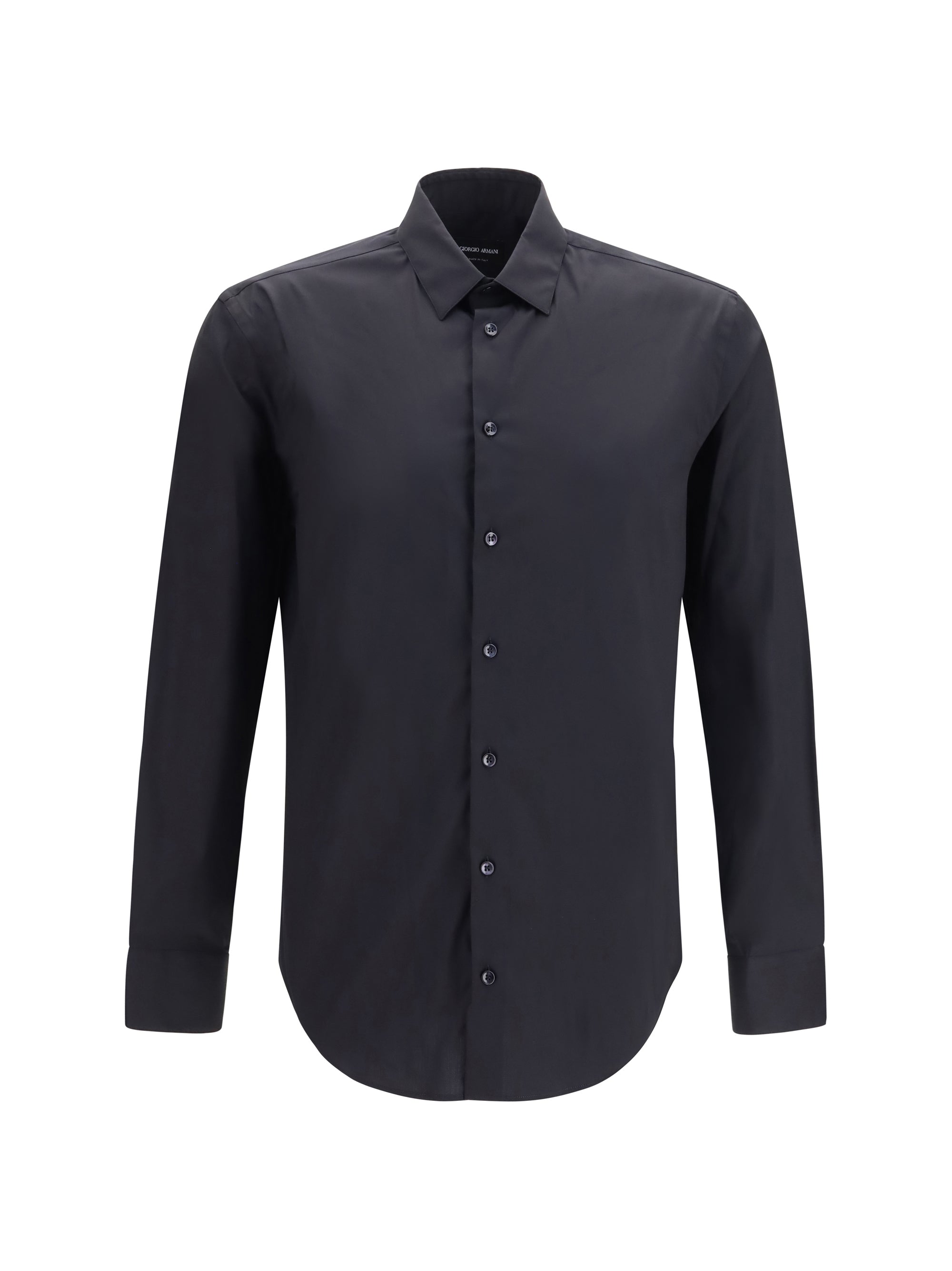Giorgio Armani Stretch Cotton Poplin Shirt — Black