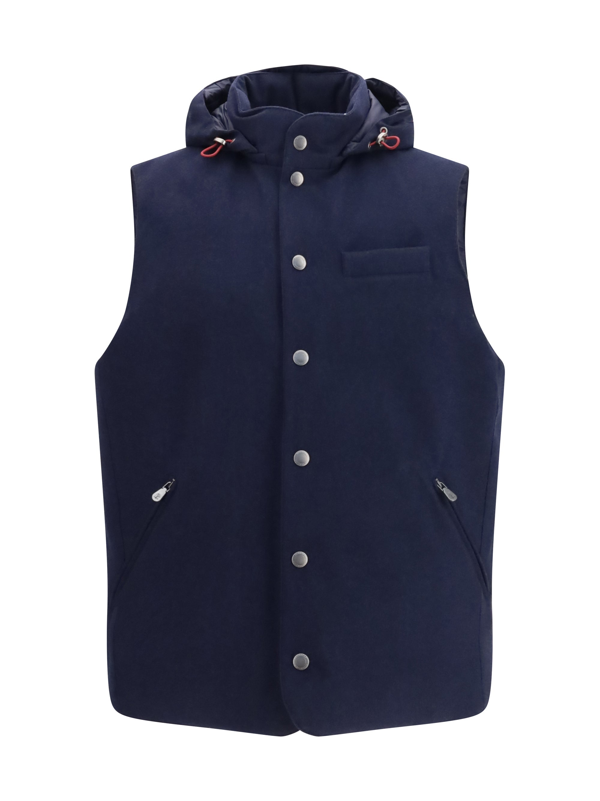 Brunello Cucinelli Wool Down Vest — Navy
