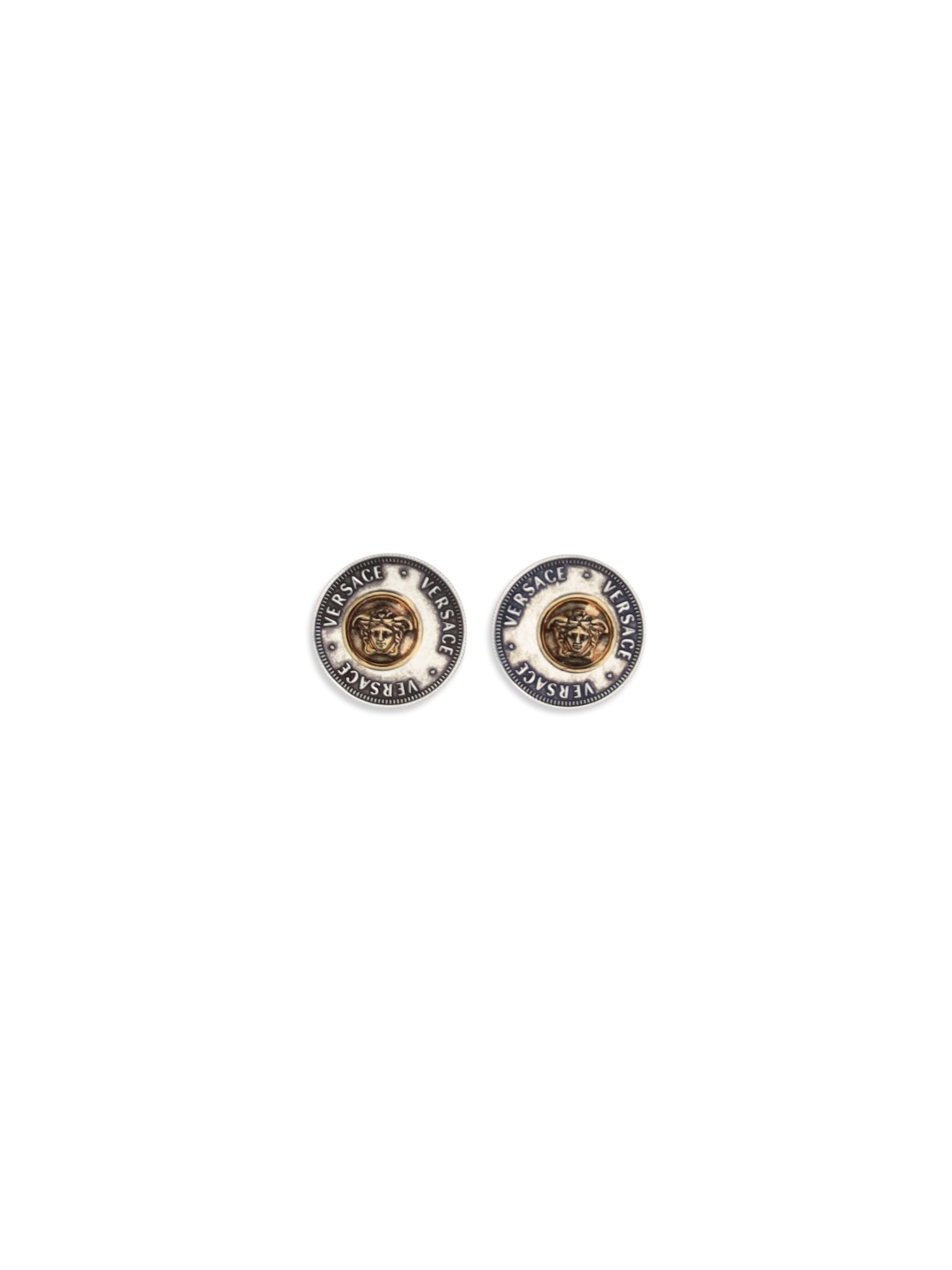 Versace Medusa Coin-Embossed Earrings — Gold
