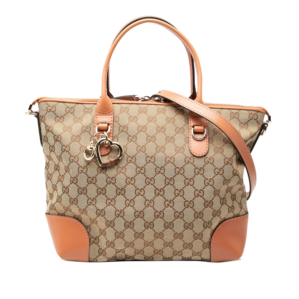 GG Canvas Heart Bit Satchel