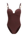Magda Butrym Stretch Nylon One-Piece Swimsuit — Burgundy
