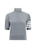 Thom Browne Virgin Wool Turtleneck Sweater — Gray