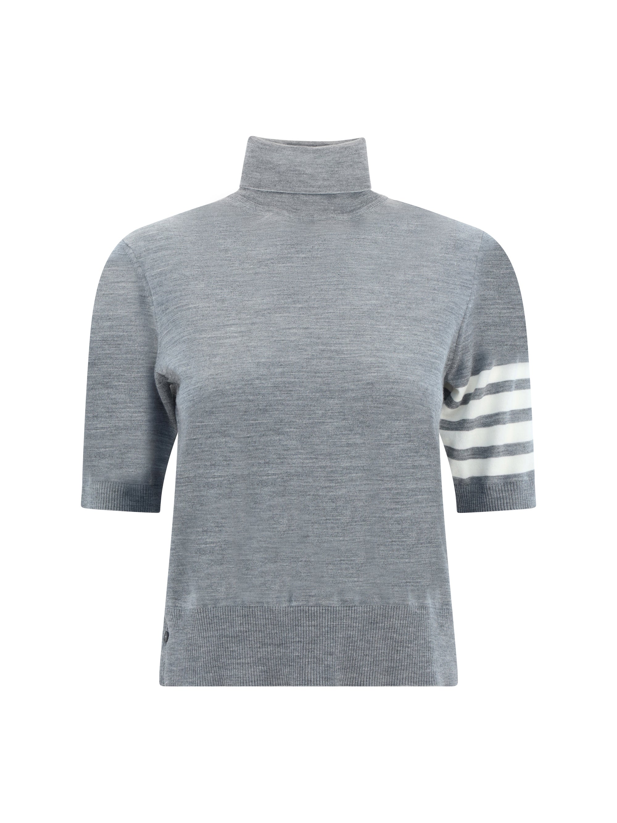 Thom Browne Virgin Wool Turtleneck Sweater — Gray