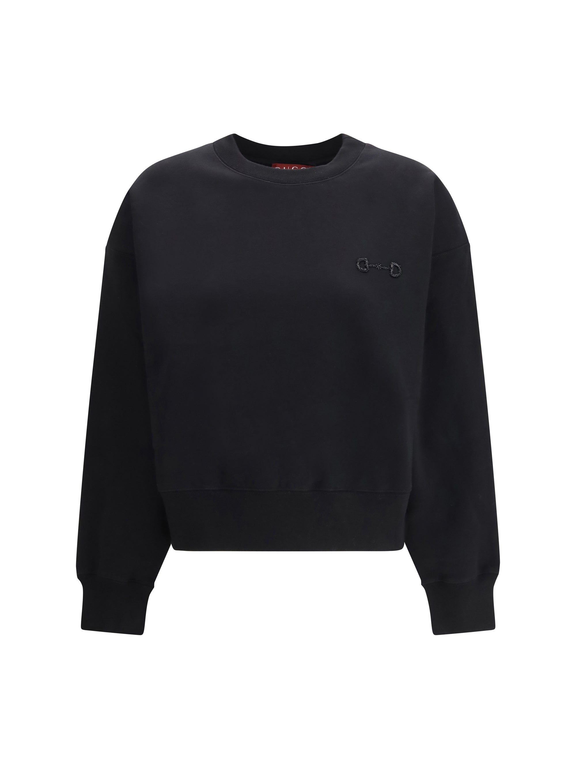 Gucci Horsebit-Embroidered Brushed Cotton Sweatshirt — Black