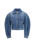Givenchy Logo-Embroidered Denim Crop Jacket — Blue