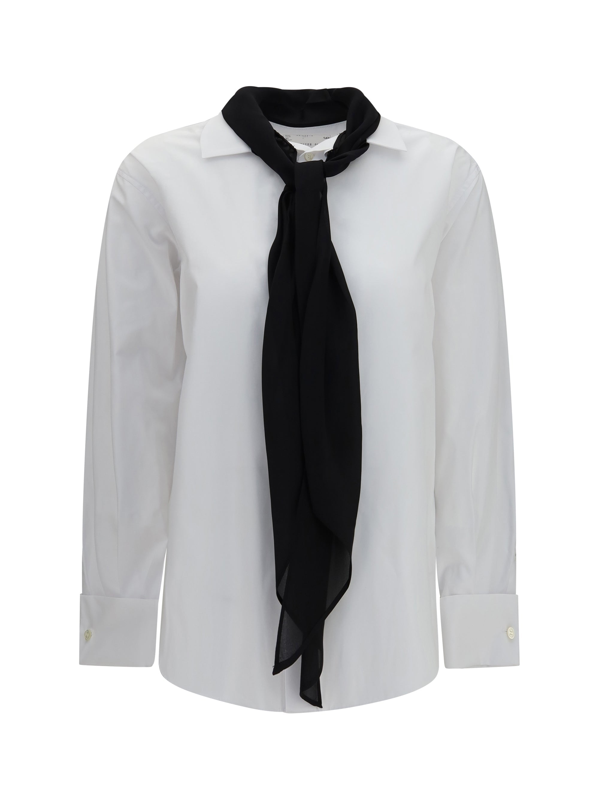 Sacai Cotton Poplin Scarf Shirt — White