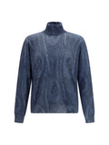 Etro Paisley Printed Cashmere-Silk Sweater — Blue