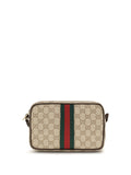 Gucci GG Web Stripe Shoulder Bag — Beige