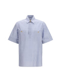 Valentino Logo-Button Short-Sleeve Shirt — Blue