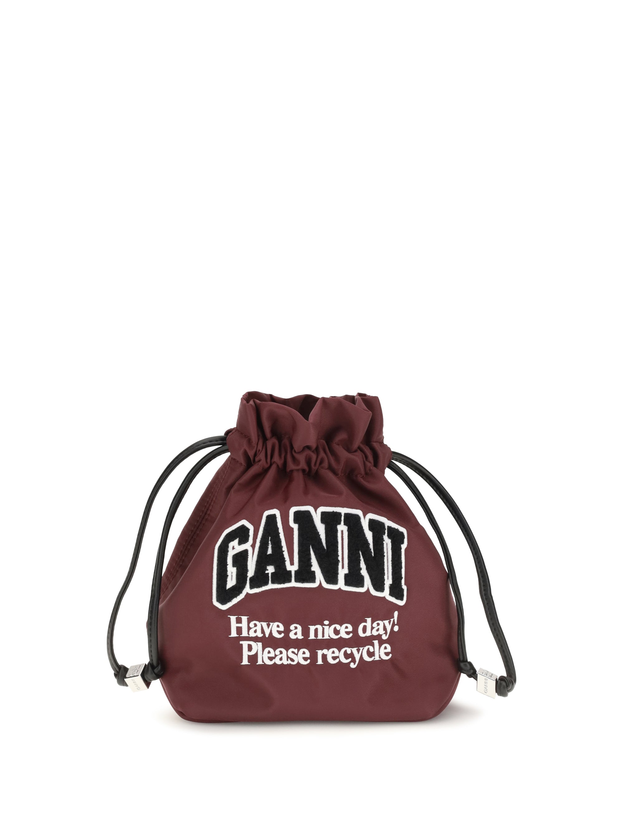 Ganni Nylon Pouch Clutch — Burgundy