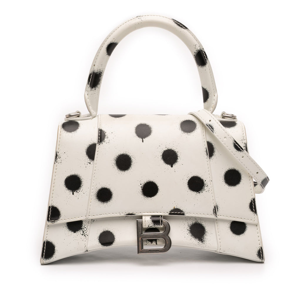 Small Smooth Calfskin Sprayed Polka Dot Hourglass Satchel