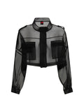 Pinko Silk Cropped Jacket — Black