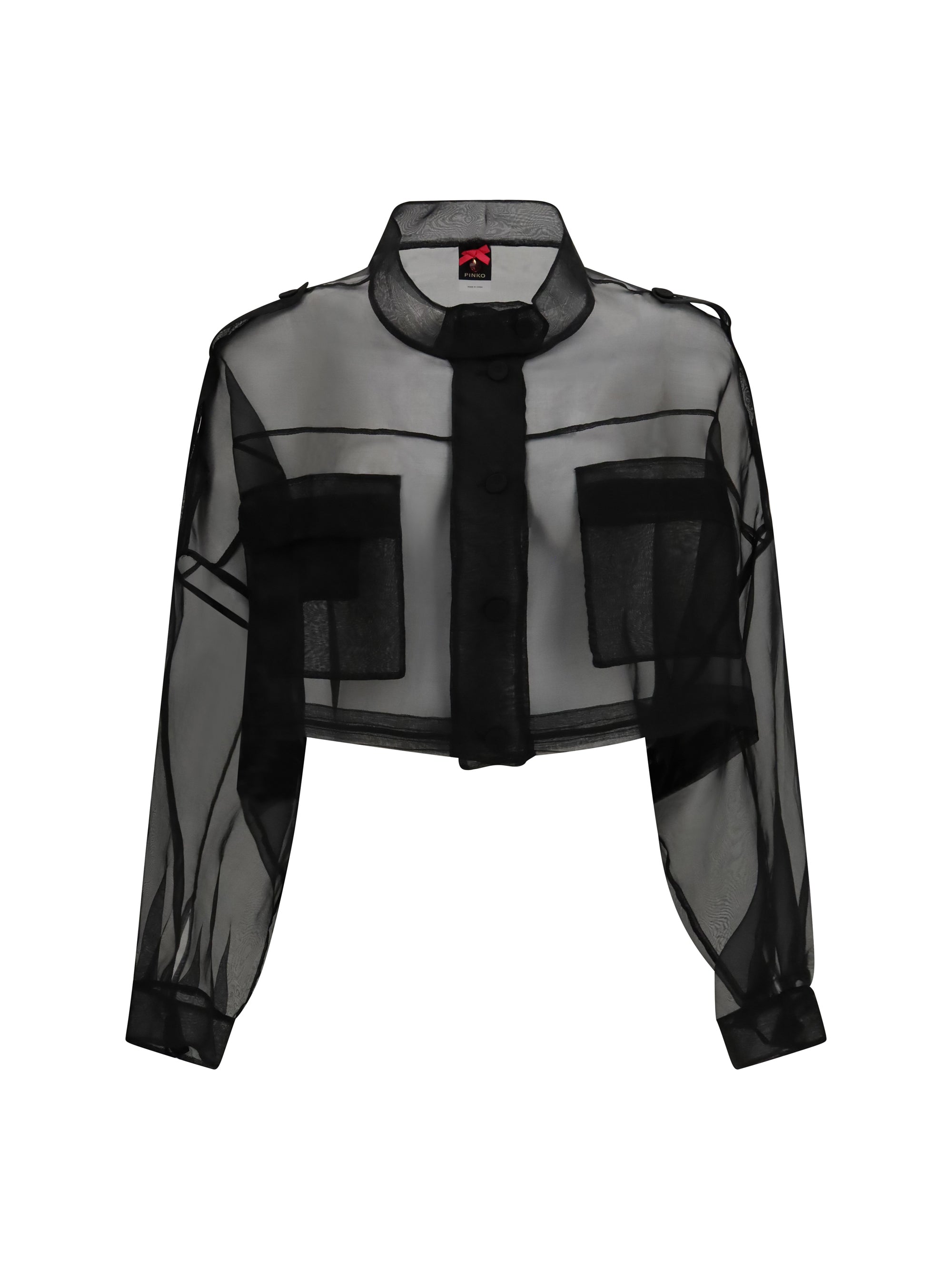 Pinko Silk Cropped Jacket — Black