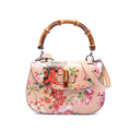 Medium Calfskin Blooms Bamboo Top Handle Bag