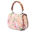 Medium Calfskin Blooms Bamboo Top Handle Bag