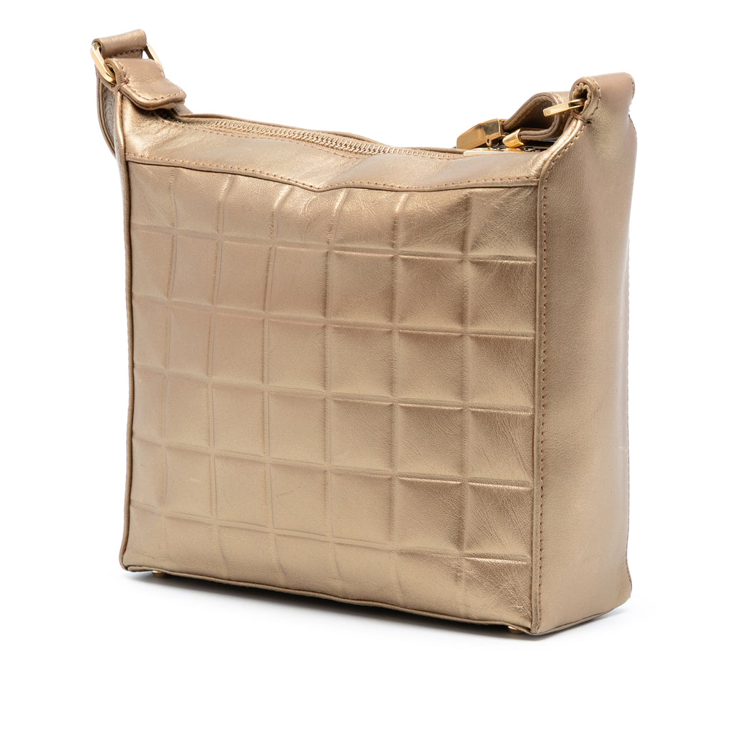 CC Chocolate Bar Metallic Lambskin Shoulder Bag