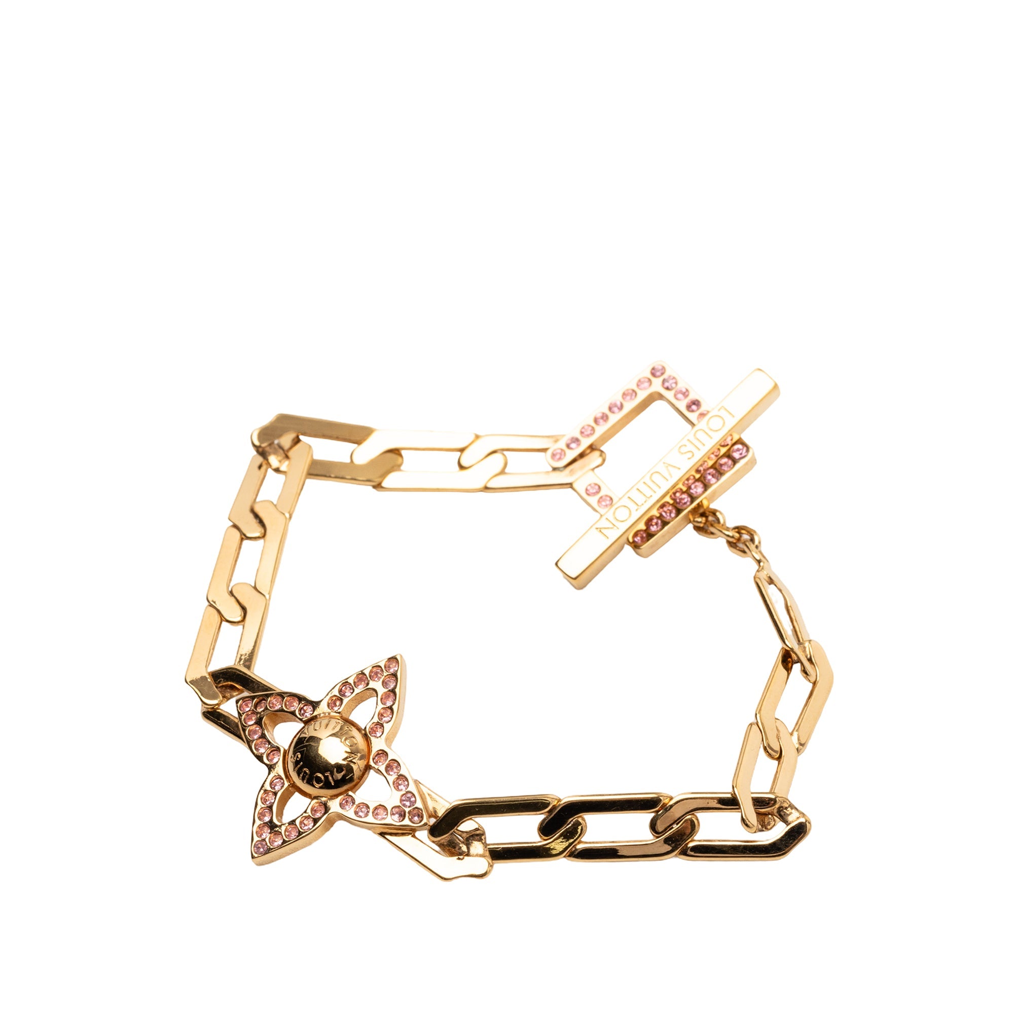 Gold Plated Strass Flower Power Bracelet