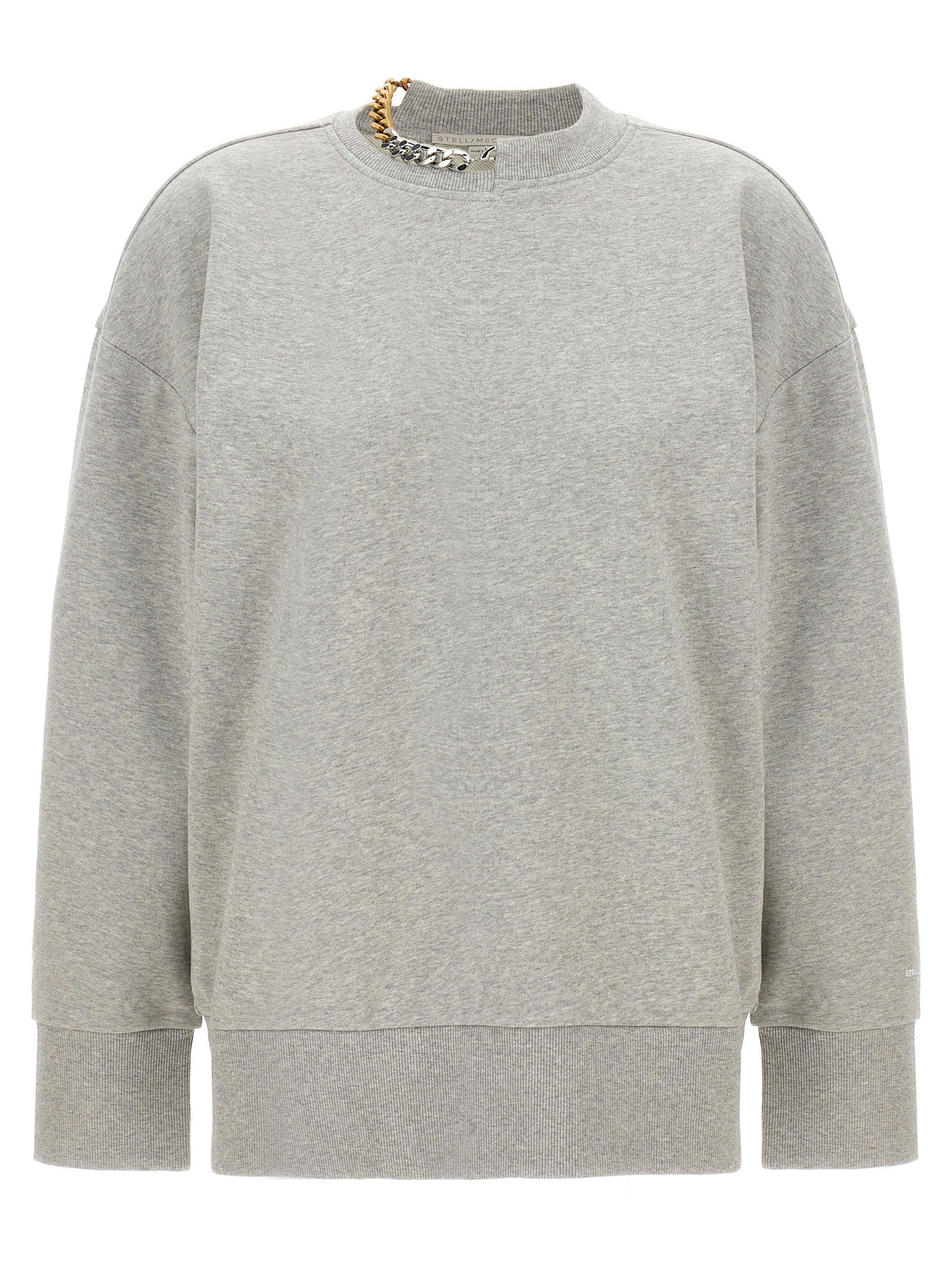 Stella Mccartney Chain-Embellished Cotton Sweatshirt — Gray