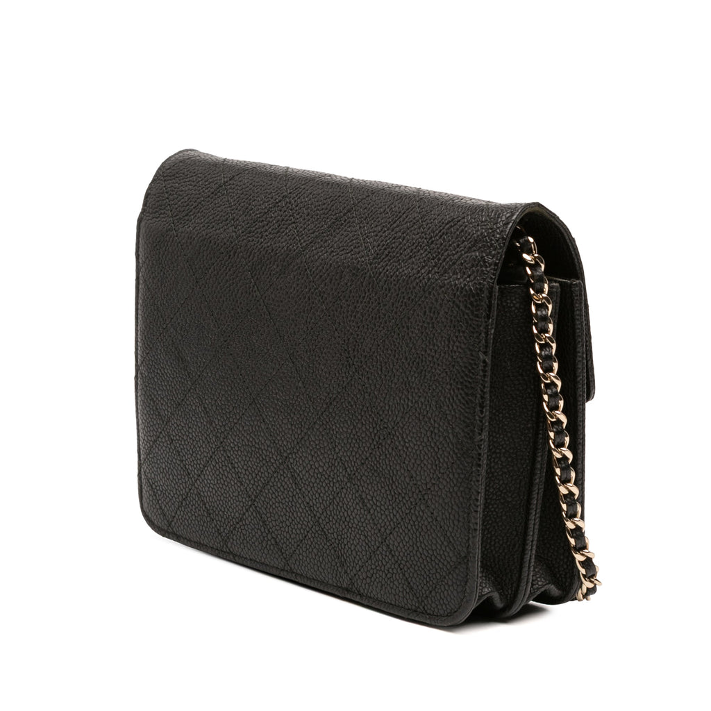Paris Cuba Square Quilted Caviar Thread Around Wallet On Chain